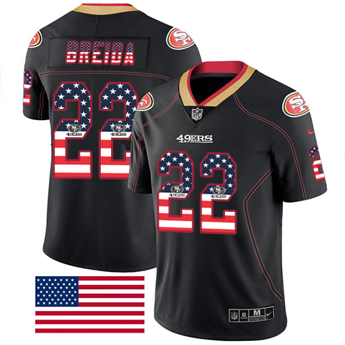 San Francisco 49ers Limited Black Men Matt Breida NFL Jersey 22 Rush USA Flag